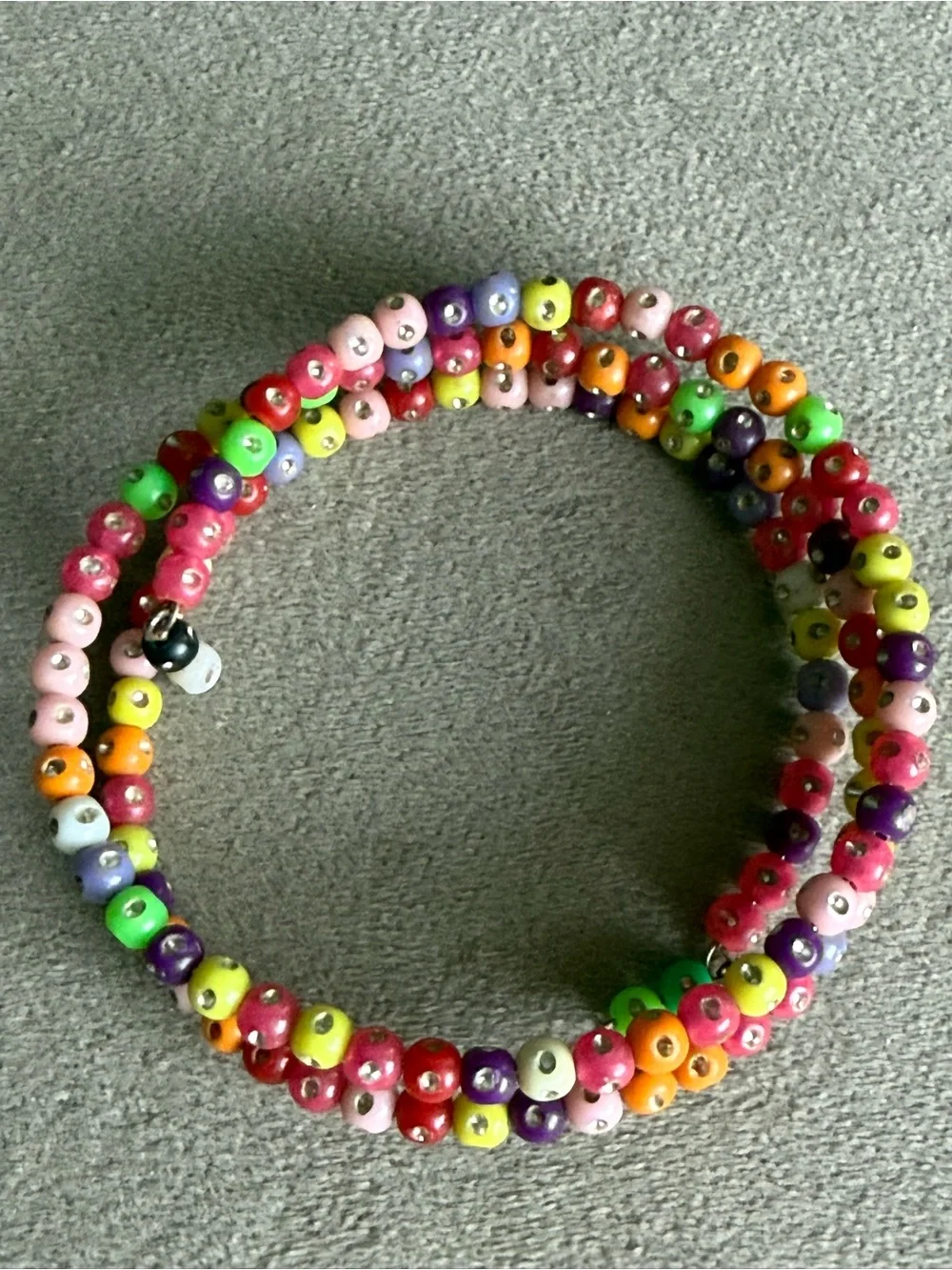 Kids Multicolor Beaded Coil Bracelet - Fun Stretch Accessory